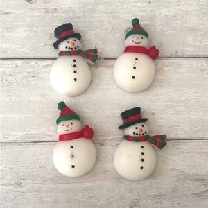 Candles Set Bundle Lot of 4 Snowman Candle Frosty 4in Tall Christmas Holiday